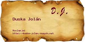 Duska Jolán névjegykártya